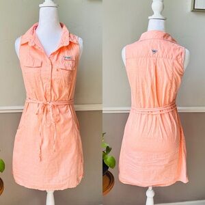 Columbia Orange Polka Dot Shirt Dress